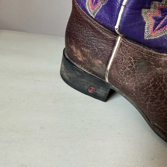 Justin Boots Purple and Brown Women's Cowboy Boots - Picture 3 of 16